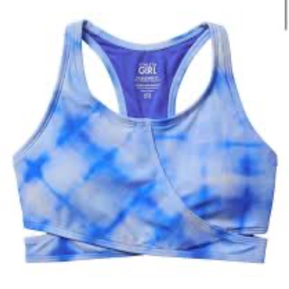 Athleta girl Sky Blue Patterned swim top XL 14